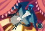  anthro avian beak bird blue_eyes blue_feathers breasts claws feathers female flying julia_(character) solo spreading 