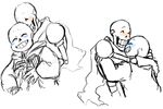  animated_skeleton blush bone clothing eyes_closed fontcest male papyrus_(undertale) sans_(undertale) simple_background skeleton undead undertale video_games white_background 