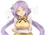  breasts dress holding_stomach long_hair long_sleeves low_twintails medium_breasts pain purple_hair solo stomachache tears touhou tsukumo_benben twintails upper_body utopia wince yellow_eyes 