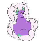  ambiguous_gender animated belly_rub blush disembodied_hand goodra grabbing green_eyes lying nintendo on_back pok&eacute;mon simple_background slightly_chubby video_games white_background xmu 