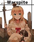  blonde_hair blue_eyes braid breasts character_name crossed_legs crown dress french_braid garter_straps globus_cruciger hairband itomugi-kun kantai_collection large_breasts light_smile long_hair mini_crown scepter sitting solo thighhighs warspite_(kantai_collection) 