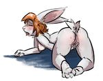  2016 anoddscot anthro anus blush butt digital_media_(artwork) droop ejaculation eyes_closed feet female fingering fur ginger hair lagomorph mammal masturbation nipples orange_hair orgasm panting paws pussy pussy_ejaculation pussy_juice rabbit simple_background solo sweat teeth tongue vaginal vaginal_masturbation white_fur 