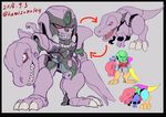  beast_wars chibi claws clenched_teeth dinosaur directional_arrow fangs grin insignia kamizono_(spookyhouse) machinery mecha megatron megatron_(beast_wars) no_humans oldschool open_mouth red_eyes robot science_fiction smile solo teeth transformation transformers twitter_username tyrannosaurus_rex 