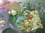  1boy alakazam arcanine brown_hair fangs horn momonohito ookido_green pidgeot poke_ball pokemon pokemon_(game) pokemon_rgby rhydon spoon venusaur 