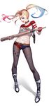  daye_bie_qia_lian dc_comics fishnets harley_quinn pantyhose suicide_squad tattoo torn_clothes weapon 
