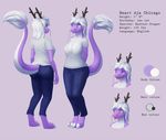  2016 anthro blush breasts butt cleavage clothed clothing dragon eastern_dragon female hair happy heart_a._chicago hi_res horn model_sheet open_mouth purple_skin simple_background smile solo streetdragon95 text tongue tongue_out whiskers white_eyes white_hair white_skin 
