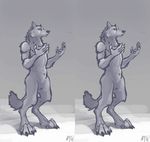  animated anthro canine male mammal nerevar nude paws simple_background solo standing stereogram wiggle_stereogram wolf 