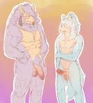  2016 3_fingers abs athletic balls biceps blue_fur canine caprine colored_sketch custapple digital_drawing_(artwork) digital_media_(artwork) dog erection eye_contact fluffy fluffy_tail front_view fur half-erect hands_on_hips horn humanoid_penis invalid_tag male male/male mammal multicolored_fur muscular muscular_male nude pecs penis pink_fur portrait sheep simple_background size_difference smile snout standing tan_fur three-quarter_portrait two_tone_fur uncut 