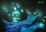  2016 bear blue_hair dragon drawing female glowing hair mammal panda sairine shein_li suit 