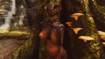  2016 3d_(artwork) anthro areola argonian big_breasts breasts digital_media_(artwork) erect_nipples female navel nipples nude planet-mojo scalie solo the_elder_scrolls video_games 