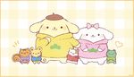  &gt;_&lt; animal ayu_(mog) bagel_(sanrio) blush bow closed_eyes cosplay dog frog hair_bow hamster hand_up heart hood hoodie looking_at_viewer macaroon_(sanrio) matsuno_choromatsu matsuno_choromatsu_(cosplay) matsuno_ichimatsu matsuno_ichimatsu_(cosplay) matsuno_juushimatsu matsuno_juushimatsu_(cosplay) matsuno_karamatsu matsuno_karamatsu_(cosplay) matsuno_osomatsu matsuno_osomatsu_(cosplay) matsuno_todomatsu matsuno_todomatsu_(cosplay) mint_(sanrio) mouse muffin_(sanrio) no_humans open_mouth osomatsu-san plaid plaid_background pompompurin sanrio scone_(sanrio) smile solid_circle_eyes squirrel standing sweater 