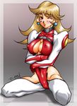  1girl blonde_hair breasts ellis_valentine female large_breasts leotard shinkon_gattai_godannar!! 