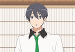  1boy animated black_hair blue_eyes free! hato_yu-ki looking_at_viewer male_focus nanase_haruka_(free!) necktie school_uniform short_hair 