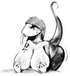  argonian big_breasts blush breasts covering covering_breasts eyelashes female greyscale hood huge_breasts long_tongue monochrome scalie shaking_butt solo the_elder_scrolls tongue tongue_out video_games wiggles-her-hips ɯ(_&ndash;_&ndash;_)ɯ 