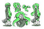  artist_name boots character_sheet commentary covering_face domino_mask double_(zoza) fangs flying_sweatdrops football_helmet full_body fusion green_eyes green_hair helmet holding holding_weapon ink_tank_(splatoon) inkling jacket long_hair long_sleeves looking_at_viewer mask mini_splatling_(splatoon) multiple_views octarian octoling octopus open_mouth shy signature smile splatoon_(series) splatoon_1 squid standing tentacle_hair upper_body weapon zoza 