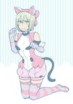  animal_ears animal_tail blonde_hair blush irina_akulov short_hair thigh_boots xenoblade_chronicles_x yellow_eyes yoshiichi_(441) 