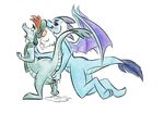  blush brown_hair claws disney dragon duo ember_(mlp) female female/female fingering hair horn loch_ness_monster my_little_pony nessie open_mouth penetration scalie soulcentinel the_ballad_of_nessie tongue 
