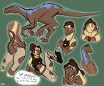  clothing cute dialogue dinosaur female human mammal raptor scissorsrunner solo theropod torn_clothing transformation 