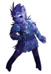  anthro armor chest_tuft clothed clothing ear_piercing female fur grin hand_on_hip high_heeled_boots mammal piercing porcupine purple_fur rodent running_makeup shoulder_pads solo star_vs._the_forces_of_evil tuft unknown_artist 