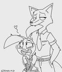  badge bite blush buckteeth canine clothing cute disney drooling duo ear_biting eyelashes female fox judy_hopps lagomorph long_ears male mammal nick_wilde oddly_sexy police_uniform rabbit saliva size_difference strangerd suggestive teeth tongue tongue_out uniform wide_hips zootopia 