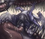  abdominal_bulge ambiguous_gender anal anthro balls big_dom_small_sub black_penis cutaway dragon duo eyes_closed firondraak flaccid horn humanoid_penis male open_mouth oral penis rimming saliva sex sharp_teeth size_difference sprout teeth wings 