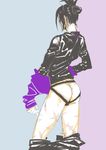  absurdres ass black_hair dressing facial_mark flat_ass folded_ponytail from_behind highres jockstrap male_focus male_underwear one-punch_man onsoku_no_sonic pants_down scar solo underwear zura_(2110702) 