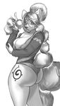  anthro band-aid bandage big_breasts big_butt breasts butt candy canine conditional_dnp female food fox greyscale hair huge_breasts huge_butt krystal lollipop mammal monochrome nintendo solo star_fox tattoo video_games xopachi 