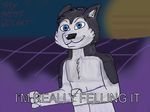  80&#039;s alex_nightshade(character) canine clothed clothing cybernetic_alex(artist) digital_media_(artwork) dog fur husky male mammal muscular neon simple_background solo text topless white_fur 