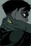  1boy 2009 batman_(series) black_hair blue_eyes cape dc_comics domino_mask gloves male_focus ricken robin_(dc) solo tim_drake 