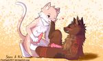  &lt;3 2016 animal_genitalia animal_penis anthro balls blush canine canine_penis cat clothing cute duo fan_character feline foot_fetish foot_sniffing grin hi_res knot legwear love lying male male/male mammal paws penis scarf senz smile socks wet wolf 