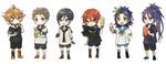  atsushi_toushirou black_hair black_legwear blue_eyes blue_hair boots brown_eyes brown_hair chibi eating feathers food fudou_yukimitsu glasses gotou_toushirou grey_eyes hair_feathers ice_cream ice_cream_cone kneehighs male_focus multiple_boys open_mouth ponytail purple_hair red_hair sailor satoko_(papapa_sikakici) scarf shinano_toushirou shorts smile soft_serve taikogane_sadamune touken_ranbu white_legwear yagen_toushirou yellow_eyes 