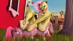  2016 3d_(artwork) anthro anthrofied big_breasts blue_eyes breasts cutie_mark digital_media_(artwork) duo earth_pony equine female fluttershy_(mlp) friendship_is_magic hair hi_res horse huge_breasts indigosfm mammal my_little_pony nude pink_hair pinkie_pie_(mlp) pony smile 