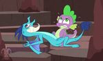  2016 blargsnarf blush dragon duo friendship_is_magic green_eyes horn male my_little_pony open_mouth princess_ember_(mlp) sex spike_(mlp) sweat wings 