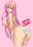  1girl areolae artist_request ass bare_shoulders blue_eyes blush breasts gloves gundam gundam_seed gundam_seed_destiny hair_ornament huge_breasts large_breasts leaning leaning_forward long_hair looking_at_viewer meer_campbell nipples panties parted_lips pink_background puffy_nipples shiny shiny_clothes shiny_hair shiny_skin sideboob simple_background smile solo star star_hair_ornament topless very_long_hair 