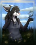  anthro canine clothed clothing dafka female mammal outside smile solo standing 