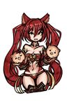  1girl animal_ears bare_shoulders cleavage female long_hair long_twintails looking_at_viewer navel red_hair shingeki_no_bahamut simple_background sleeveless solo thighhighs twintails upper_body very_long_hair white_background zana 