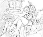  2016 anthro anthrofied breasts cleavage clothed clothing equine feathered_wings feathers female friendship_is_magic hair horn long_hair mammal my_little_pony princess_celestia_(mlp) sitting sketch smile solo suirano winged_unicorn wings 