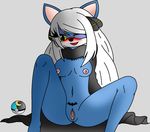  areola blue_fur blush clitoris cosplay female fur hair invalid_tag long_hair looking_at_viewer luna_takeishi master_hellhound nintendo nipples nude one_eye_closed open_mouth pok&eacute;ball pok&eacute;mon pussy shirona_(pokemon) smile solo spread_legs spreading video_games white_hair wink yellow_eyes 
