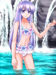  74 bikini circlet fire_emblem fire_emblem:_seisen_no_keifu flower lavender_hair long_hair purple_eyes smile solo swimsuit very_long_hair wading water yuria_(fire_emblem) 