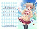  allegro_mistic blonde_hair calendar fang red_eyes ribbons seifuku skirt tagme thigh-highs twintails 