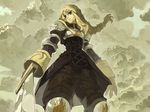  agrias_oaks armor blonde_hair bob_(biyonbiyon) braid final_fantasy final_fantasy_tactics long_hair single_braid solo sword weapon yellow_eyes 