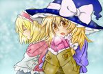  alice_margatroid arata_iri blonde_hair hat highres kirisame_marisa multiple_girls nonosha touhou witch_hat 