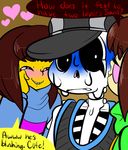  blush bone chara_(undertale) human mammal protagonist_(undertale) sans_(undertale) skeleton tagme undertale video_games 