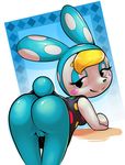  animal_crossing anthro bottomless clothed clothing female francine lagomorph looking_at_viewer mammal nintendo presenting pussy rabbit solo teckworks video_games 