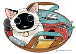  animal bag blue_eyes cat cellphone collar handbag no_humans original phone pouch siamese_cat smartphone wallet yamano_rinrin 