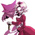  1girl artist_request elite_four haunter kikuko_(pokemon) old_woman pokemon walking_stick 