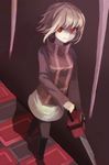  black_legwear blood chainsaw long_sleeves red_eyes short_hair skirt solo turtleneck urotsuki yami_(yamitukiyoru) yume_2kki 