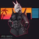  2016 absurd_res aggron anthro blue_eyes breasts dinosaur female hi_res invalid_background muscular nintendo nipples nude pok&eacute;mon popesslodovica pornography pussy solo video_games 