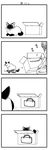  4koma bag box cardboard_box cat collar comic drawing greyscale handbag highres marker monochrome original siamese_cat translated yamano_rinrin 