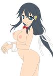  1girl absurdres anus ass black_eyes black_hair breasts censored erect_nipples highres kazane_hiyori legs long_hair nipples nude nude_filter open_mouth photoshop pussy smile solo sora_no_otoshimono thighs transparent_background vector_trace wink 